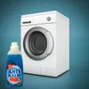 A washing machine and a bottle of anti-limescale cleaner are shown against a blue background. Náhled obrázku produktu