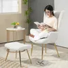HOMCOM Ohrensessel mit Hocker, Sessel mit Sherpa-Bezug, Produktbild-Vorschau 6