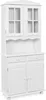 A white wooden corner hutch with glass doors on the top cabinet and two drawers and two cabinet doors on the bottom. Produktbild-Vorschau