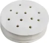 A stack of round, white paper separators with holes punched in them, likely for separating hamburger patties. Produktbild-Vorschau