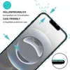 A close-up of a smartphone screen protector being applied to a smartphone, with text indicating it is case-friendly. Produktbild-Vorschau