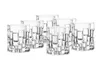 A set of six clear whisky glasses with a geometric pattern on a white background. Podgląd zdjęcia produktu