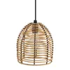 A hanging lamp with a rattan-like shade and a visible light bulb. Anteprima dell’immagine prodotto