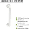 A white grab bar is shown against a white background, with text listing its features. Anteprima dell’immagine prodotto
