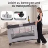 COSTWAY 4 in 1 Babybett mit Matratze & Rollen, Reisebett Produktbild-Vorschau 5
