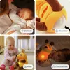 Collage of four images showing a baby being nursed, a close-up of a plush toy, a baby playing with a plush toy, and a child sleeping with a plush toy. Anteprima dell’immagine prodotto