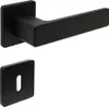 A black door handle set with a keyhole escutcheon plate, presented on a white background. Produktbild-Vorschau