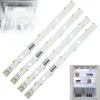 A collage showing LED light strips and an example of their use inside a refrigerator. Produktbild-Vorschau