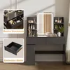 Make-uptafel met LED-verlichting, kaptafel met krukje en Productafbeelding-voorbeeld 7