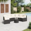 vidaXL Gartensofa mit Tisch und Kissen Halbrund Schwarz Produktbild-Vorschau 2