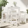 Cloris Designermöbel 5-tlg. Gartenbar-Set Weiß Massivholz Produktbild-Vorschau 3
