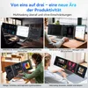 Collage of four images showing people using laptop monitors in different work scenarios. Produktbild-Vorschau