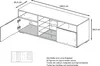 A technical drawing of a TV stand with dimensions and labels. Produktbild-Vorschau