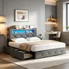 INONEFT Polsterbett 160x200cm mit USB, 4 Schubladen & LED, Produktbild-Vorschau 1