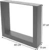A gray metal table leg frame with dimensions indicated. Podgląd zdjęcia produktu