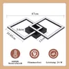 A diagram of a modern LED ceiling light with dimensions and feature icons. Produktbild-Vorschau