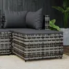 vidaXL Záhradná stolička s vankúšom Grey Poly Rattan Náhľad obrázku produktu 2