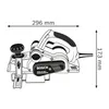 A technical drawing of a Bosch electric planer with dimensions indicated. Voir les images du produit