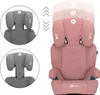 A collage showing a pink child car seat with adjustable headrest and two gray car seat headrests in different positions. Náhled obrázku produktu