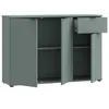 A studio shot of a sage green cabinet with three doors and one drawer open. Anteprima dell’immagine prodotto