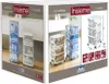 Product packaging showing multiple views of a 3-drawer storage unit with wheels. Anteprima dell’immagine prodotto