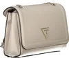 A studio shot of a cream-colored Guess handbag with gold hardware. Produktbild-Vorschau