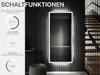A vertical illuminated mirror with touch controls displayed in a modern interior setting. Produktbild-Vorschau