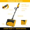 A diagram of a snow shovel with labels pointing to different parts. Produktbild-Vorschau