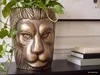 FineBuy Deko Vase Löwenkopf 21 cm Aluminium Gold Blumenvase Produktbild-Vorschau 7