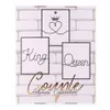 A product image featuring a brick-like background with three framed graphics. The top frame has a crown and a heart. The left frame says 'King' and the right frame says 'Queen'. Below these, the word 'Couple' is written in large gold lettering, with 'Adven Produktbild-Vorschau