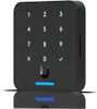A black Ubiquiti UniFi Access G3 Flex card reader is shown from the front, with a reflection below. Podgląd zdjęcia produktu