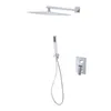 A shower system with a rain showerhead, hand shower, and control panel, presented against a white background. Podgląd zdjęcia produktu