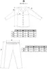A size chart for a women's pajama set, showing measurements for tops and bottoms across different sizes. Produktbild-Vorschau