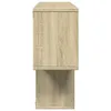 Side view of a wooden shelf unit. Voir les images du produit