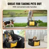 Collage of images showing a dog being walked, a dog in a car seat, and a dog in a booster seat. Náhled obrázku produktu