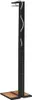 A black outdoor shower with a wooden base against a white background. Voir les images du produit