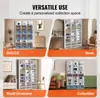 Collage of images showing a white shelving unit used for storing DVDs/CDs, books, small ornaments, and collectibles. Produktbild-Vorschau