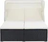 vidaXL Lehátko pre 2 osoby s vankúšom Poly Rattan Black Náhľad obrázku produktu 1