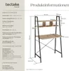 A diagram showing the dimensions of a tectake home desk with shelves. Náhled obrázku produktu