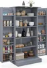 A gray pantry cabinet filled with various food items and kitchenware. Produktbild-Vorschau