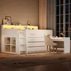 Lit superposé bas 90x200, avec 3 tiroirs, bureau intégré, Voir les images du produit 1