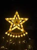 A close-up of a star-shaped LED light decoration with hanging lights. Produktbild-Vorschau