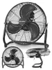A collage of a black floor fan from different angles. Voir les images du produit