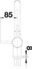 A technical drawing of a faucet with dimensions indicated. Anteprima dell’immagine prodotto