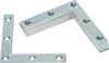 A stack of L-shaped metal brackets and one separate bracket on a white background. Produktbild-Vorschau
