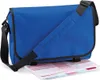 A blue messenger bag with a black strap is shown from the front, with a stack of papers peeking out from underneath. Anteprima dell’immagine prodotto