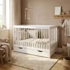Weiß Babybett,Gitterbet mit Shublade 120x60cm, Umwandelbar Produktbild-Vorschau 2