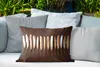 MuchoWow® Outdoor Kissen - Goldene Federn auf braunem Produktbild-Vorschau 4