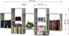 A wall-mounted bookshelf with various items on its shelves, including books, a camera, a plant, and a digital clock. Voir les images du produit