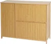A front view of a bamboo cabinet with three doors. Produktbild-Vorschau